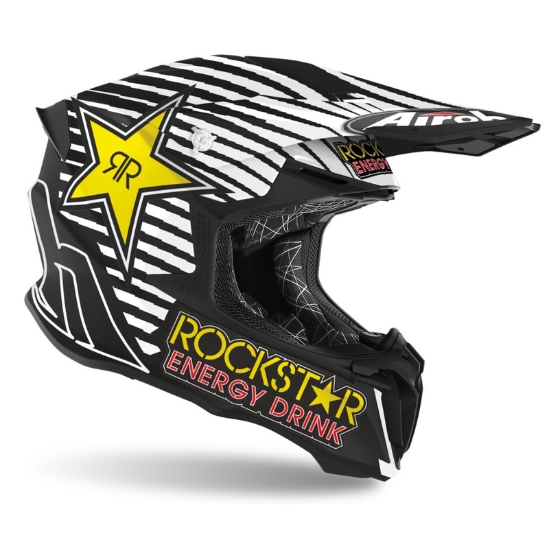 Motokrosová přilba Airoh Twist Rockstar 2021 černo-bílo-žlutá výprodej