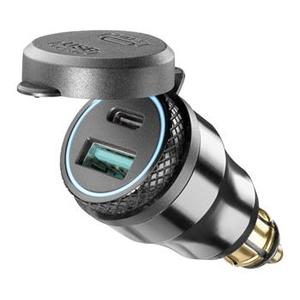 DIN Interphone-adapter med 1 x USB og USB-C-udgang til motorcykler