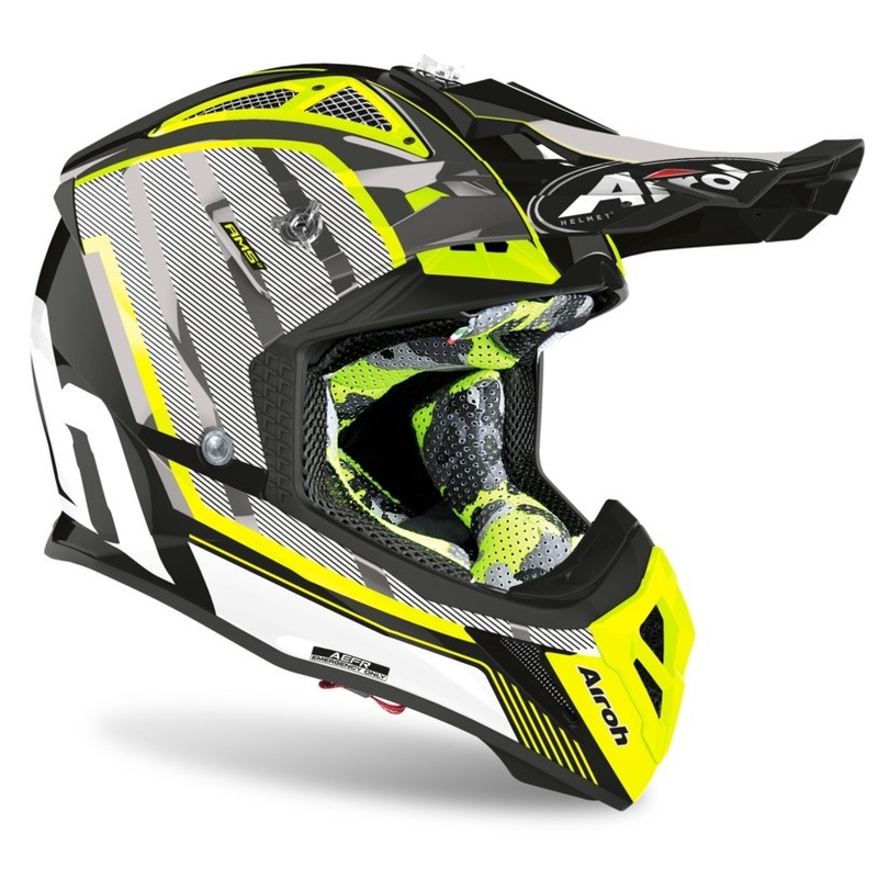 Motokrosová přilba Airoh Aviator Glow 2.3 AMS2 žluto-černo-šedá