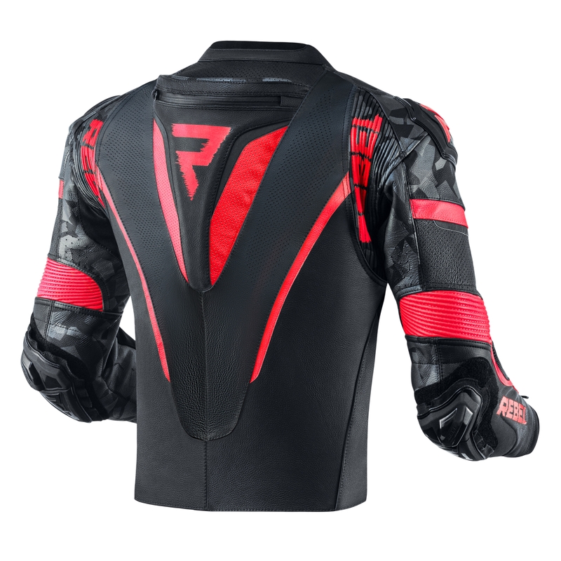 Rebelhorn Rebel sort-fluoro rød motorcykeljakke udsalg