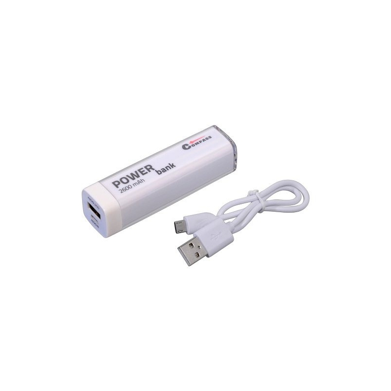 POWER BANK 2600mA bílý + 30cm kabel