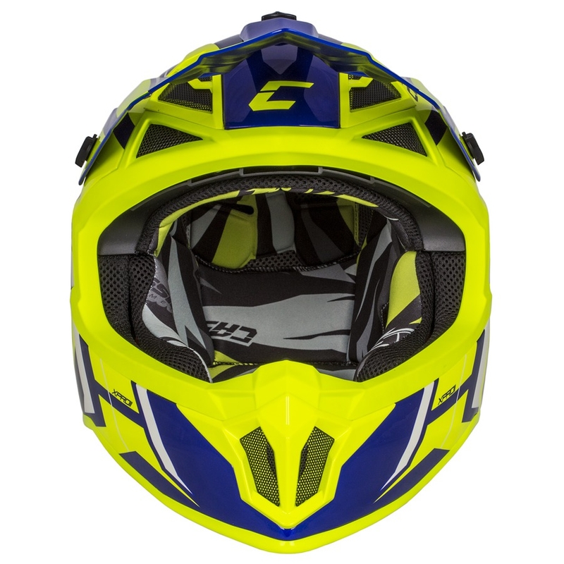 Motocrosshjelm Cassida Cross Pro II Contra fluo gul-blå-hvid