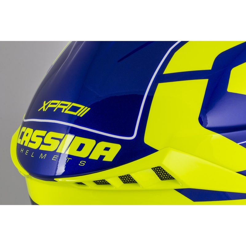 Motocrosshjelm Cassida Cross Pro II Contra fluo gul-blå-hvid