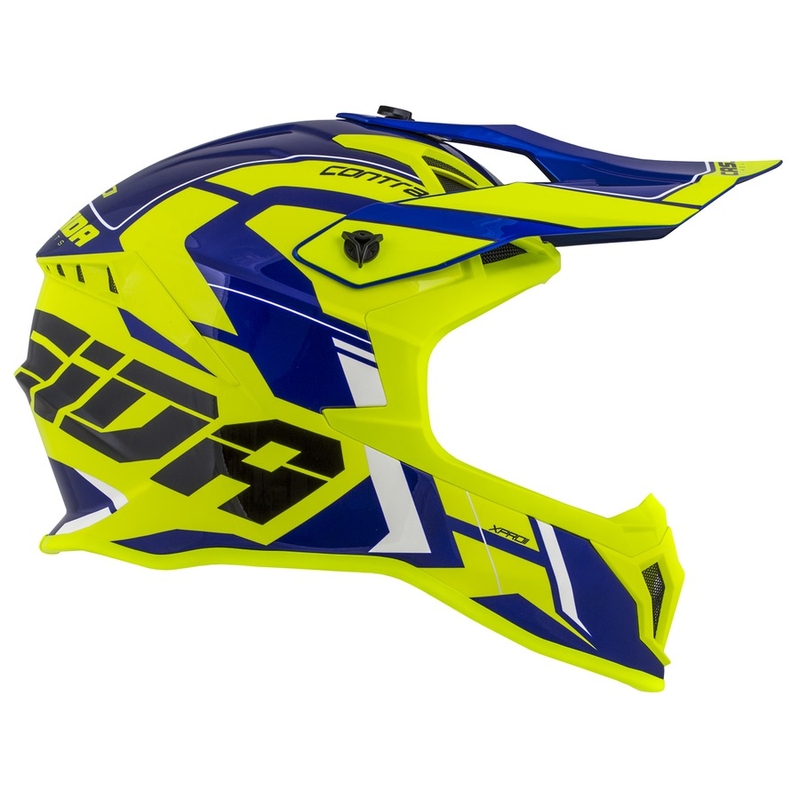 Motocrosshjelm Cassida Cross Pro II Contra fluo gul-blå-hvid