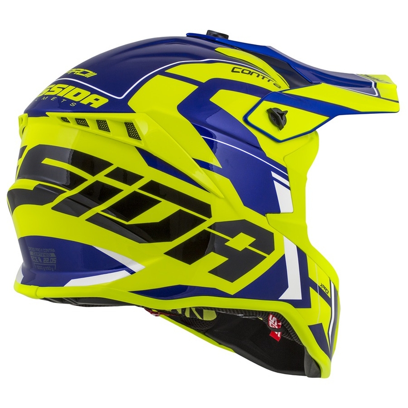 Motocrosshjelm Cassida Cross Pro II Contra fluo gul-blå-hvid