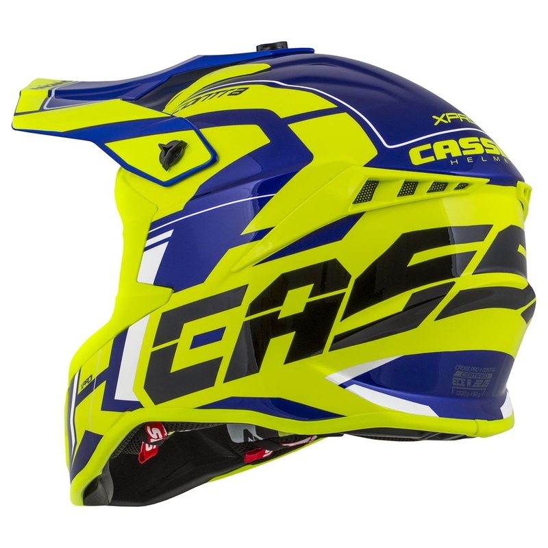 Motocrosshjelm Cassida Cross Pro II Contra fluo gul-blå-hvid