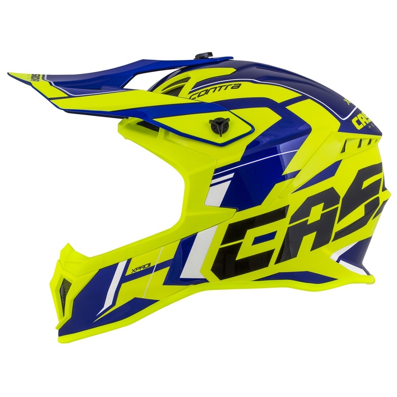 Motocrosshjelm Cassida Cross Pro II Contra fluo gul-blå-hvid