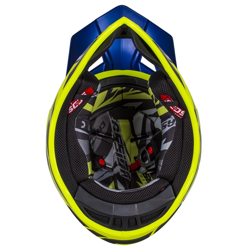 Motocrosshjelm Cassida Cross Pro II Contra fluo gul-blå-hvid