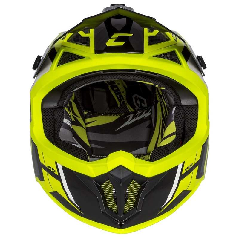 Cassida Cross Pro II Contra fluo gul-grå-sort motocrosshjelm