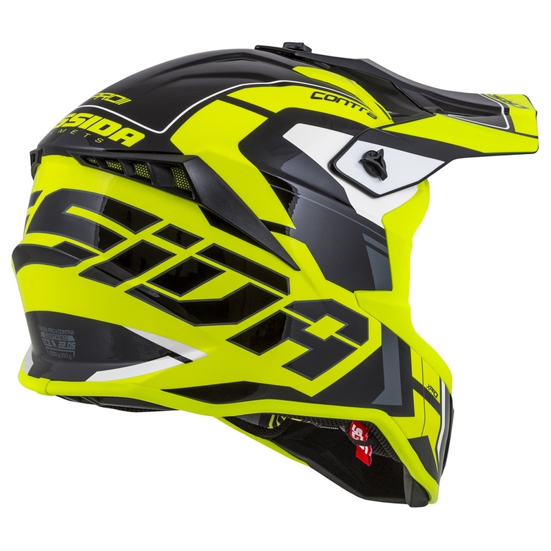 Cassida Cross Pro II Contra fluo gul-grå-sort motocrosshjelm
