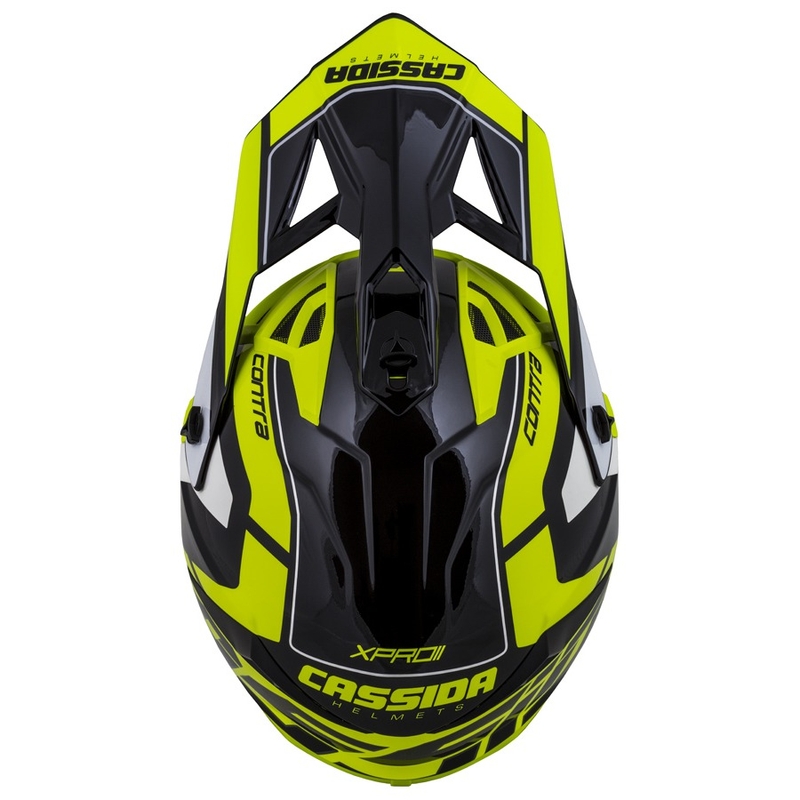 Cassida Cross Pro II Contra fluo gul-grå-sort motocrosshjelm
