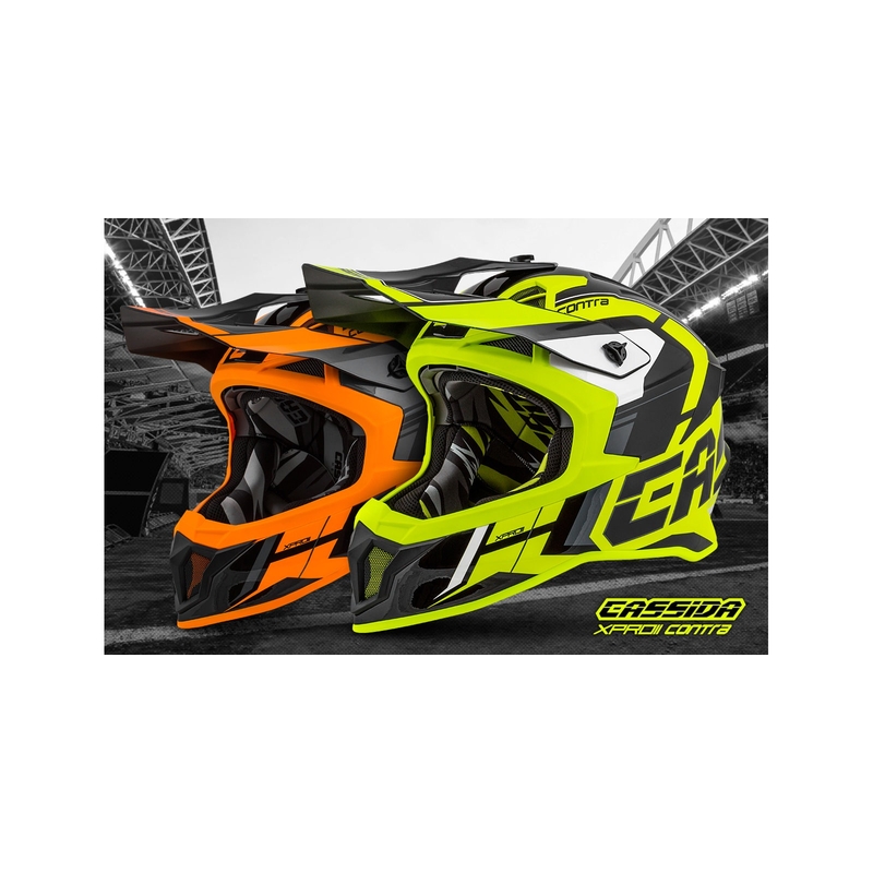 Cassida Cross Pro II Contra fluo gul-grå-sort motocrosshjelm
