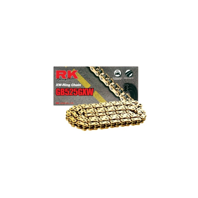 Řetěz RK 525 GXW 112 článků XW-kroužky zlatý