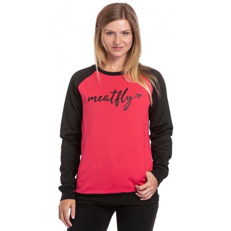 Meatfly Robin sweatshirt i sort og pink til kvinder udsalg