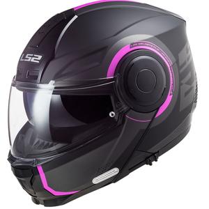 Flip-up motorcykelhjelm LS2 FF902 Scope Arch sort og pink mat