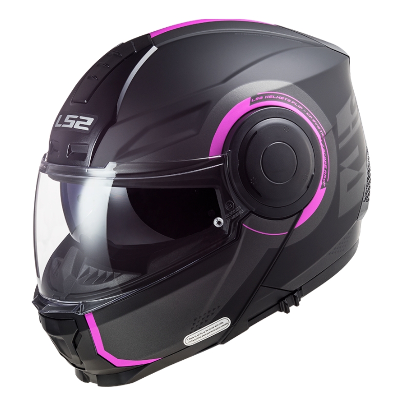 Flip-up motorcykelhjelm LS2 FF902 Scope Arch sort og pink mat