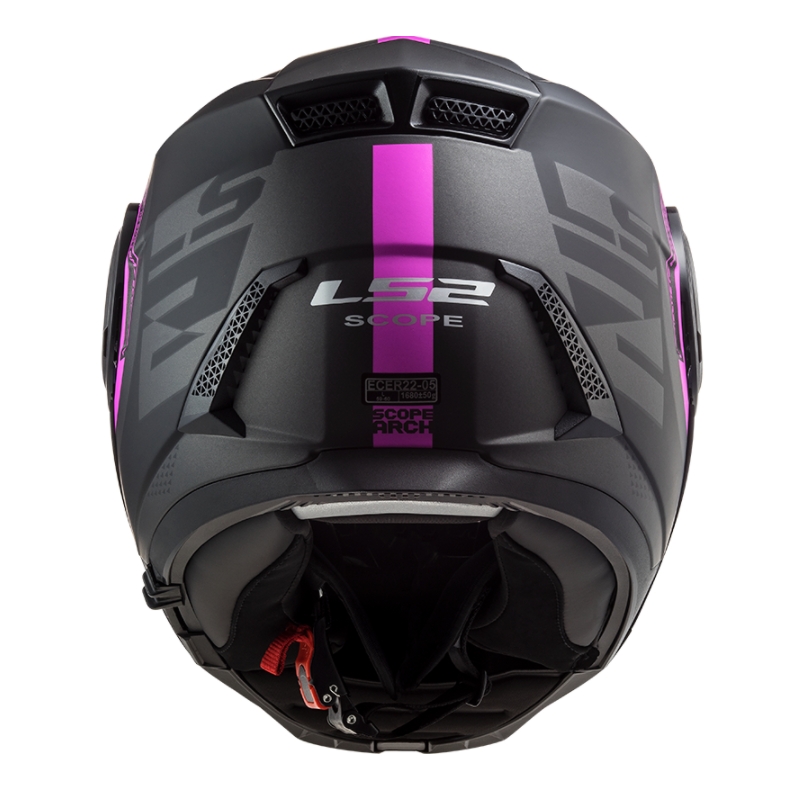 Flip-up motorcykelhjelm LS2 FF902 Scope Arch sort og pink mat