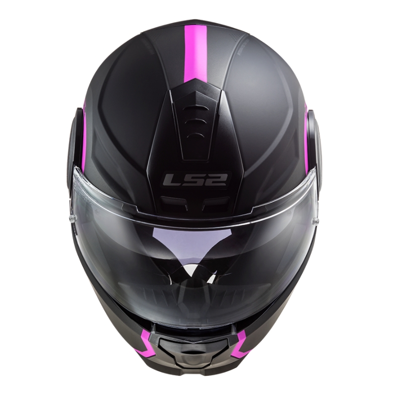 Flip-up motorcykelhjelm LS2 FF902 Scope Arch sort og pink mat