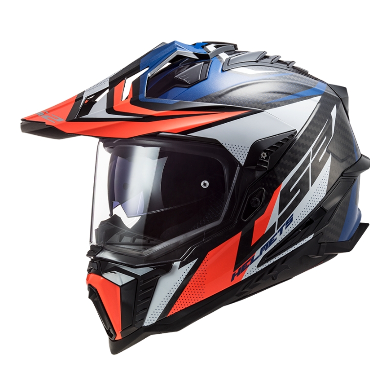 Endurohjelm LS2 MX701 Explorer C Focus hvid-blå-rød