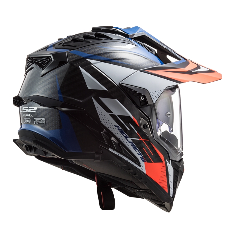 Endurohjelm LS2 MX701 Explorer C Focus hvid-blå-rød