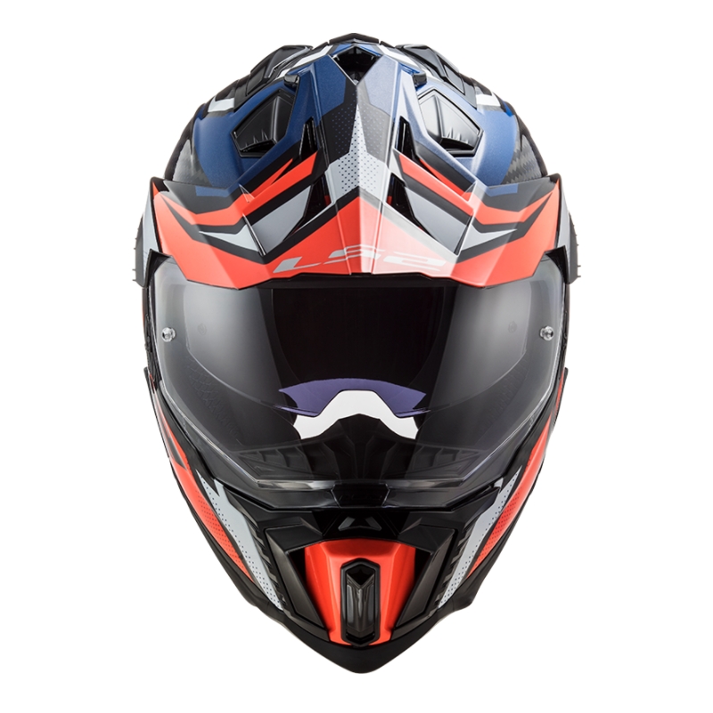 Endurohjelm LS2 MX701 Explorer C Focus hvid-blå-rød