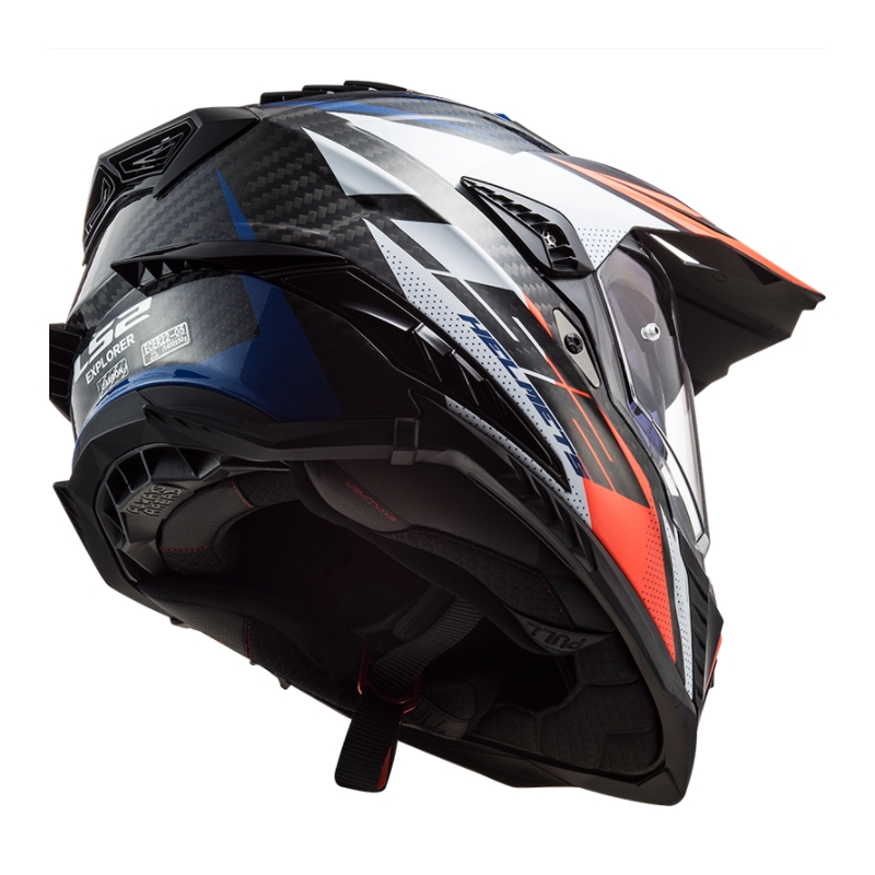 Endurohjelm LS2 MX701 Explorer C Focus hvid-blå-rød