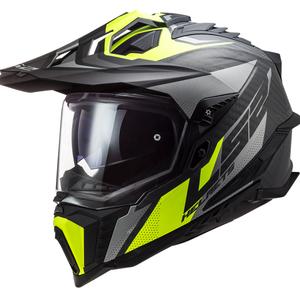Endurohjelm LS2 MX701 Explorer C Focus sort-grå-fluogul