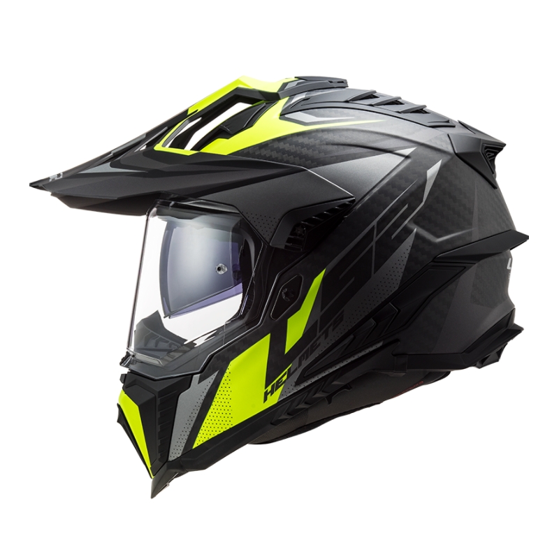 Endurohjelm LS2 MX701 Explorer C Focus sort-grå-fluogul