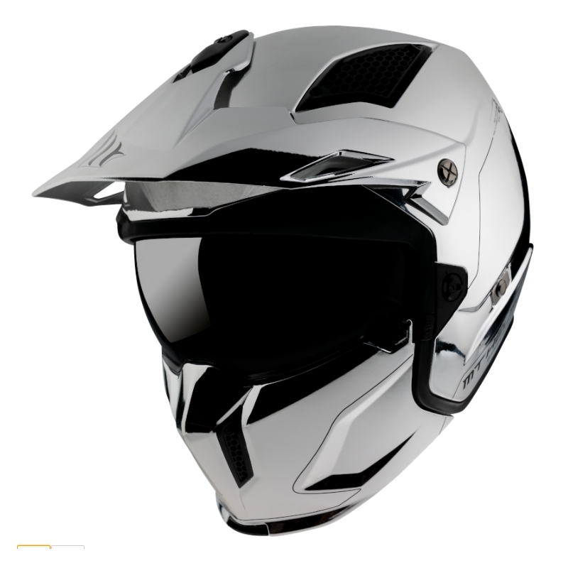 MT Streetfighter SV Forkromet åben hjelm med maske sølv udsalg