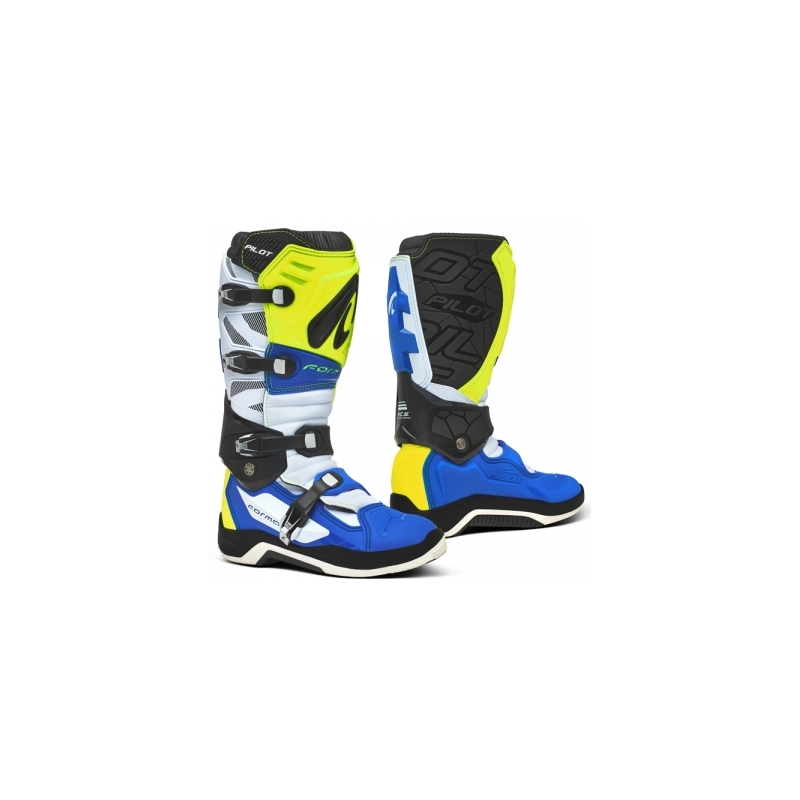 Forma Pilot blå-hvid-fluogule motorcykelstøvler