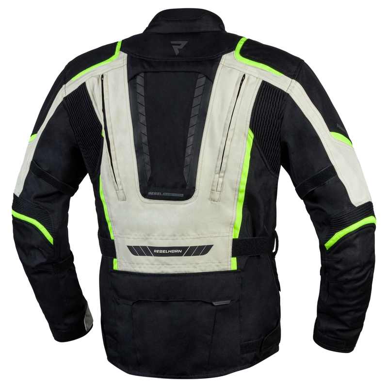 Rebelhorn Hiker III sort-grå-fluogul motorcykeljakke udsalg