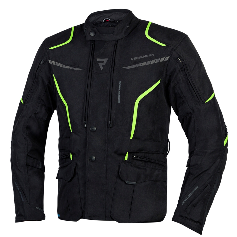 Motorcykeljakke Rebelhorn Hiker III sort-fluogul