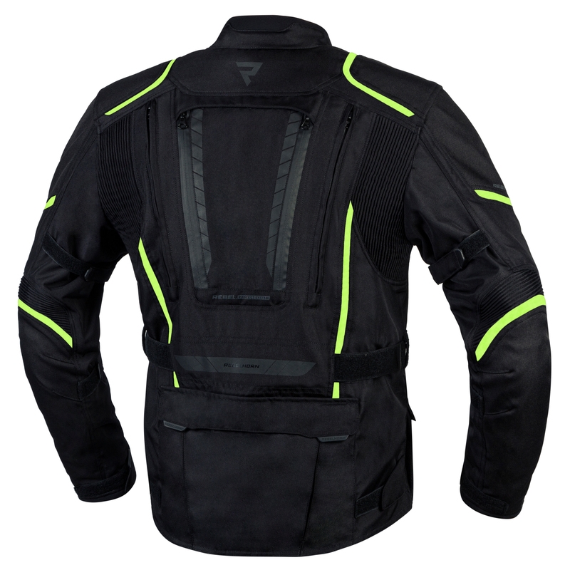 Motorcykeljakke Rebelhorn Hiker III sort-fluogul