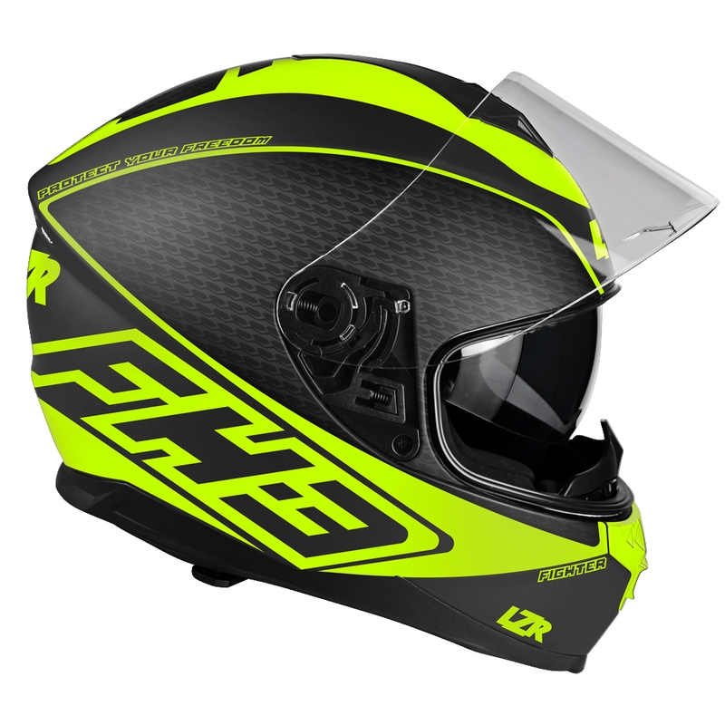 Integreret motorcykelhjelm Lazer FH3 Fighter sort-fluogul udsalg