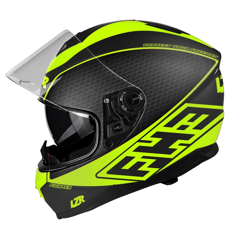 Integreret motorcykelhjelm Lazer FH3 Fighter sort-fluogul udsalg
