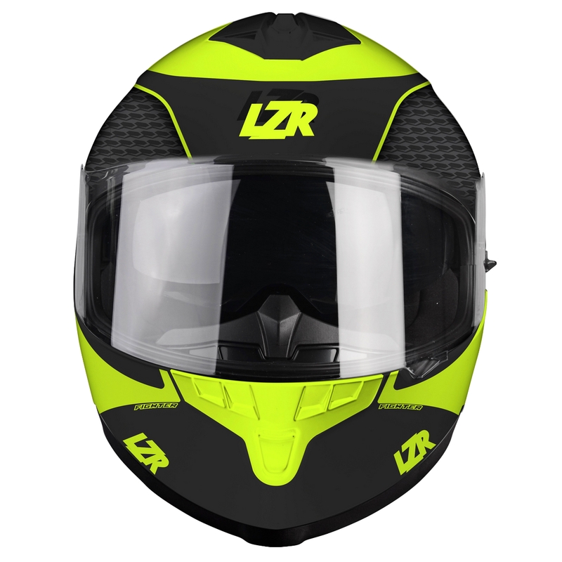 Integreret motorcykelhjelm Lazer FH3 Fighter sort-fluogul udsalg
