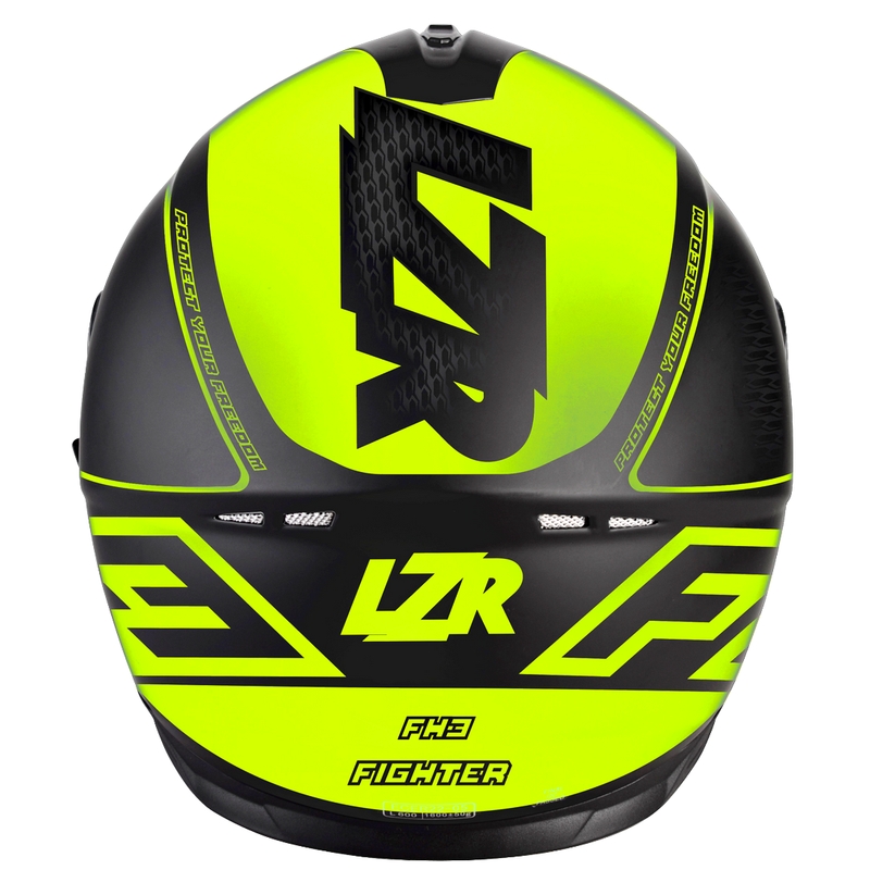 Integreret motorcykelhjelm Lazer FH3 Fighter sort-fluogul udsalg