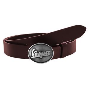 Moto-bælte i læder med Vespa-spænde, brun