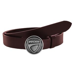 Moto-bælte i læder med Ducati-spænde, brun