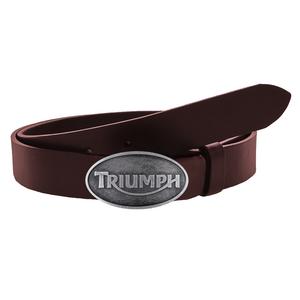 Moto-bælte i læder med brunt Triumph-spænde