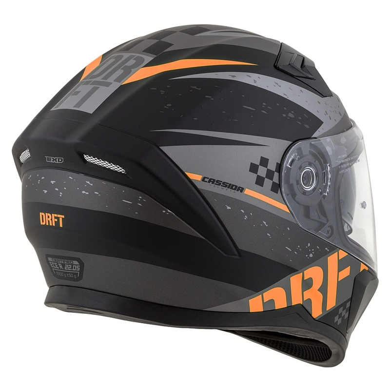 Integral motorcykelhjelm Cassida Integral 3.0 DRFT mat grå-sort-orange