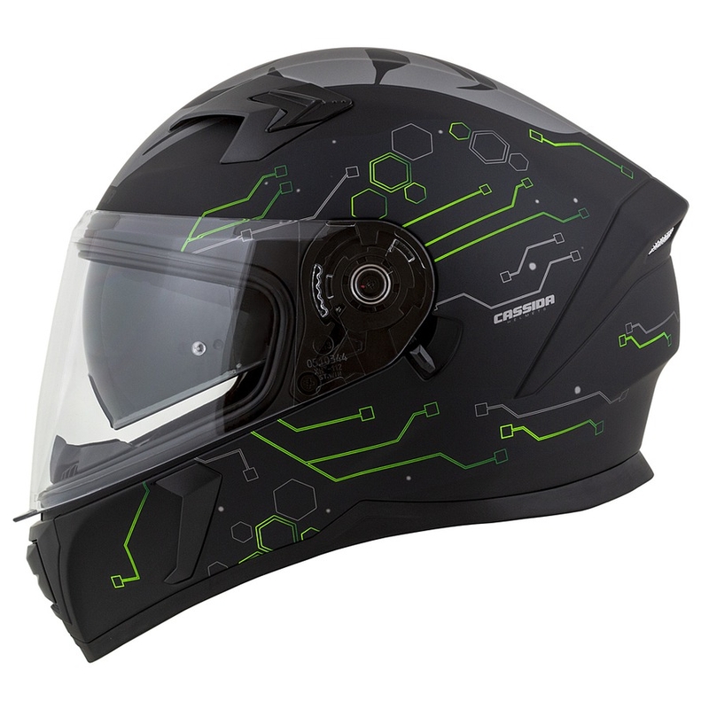 Cassida 3.0 Hack Integral motorcykelhjelm Grøn-sort mat