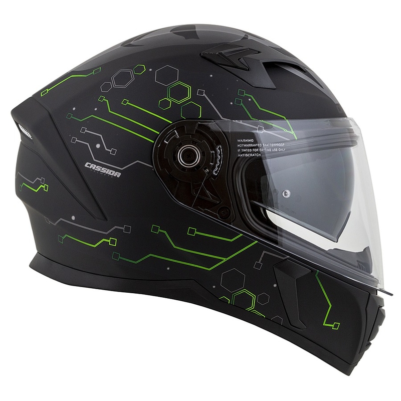 Cassida 3.0 Hack Integral motorcykelhjelm Grøn-sort mat