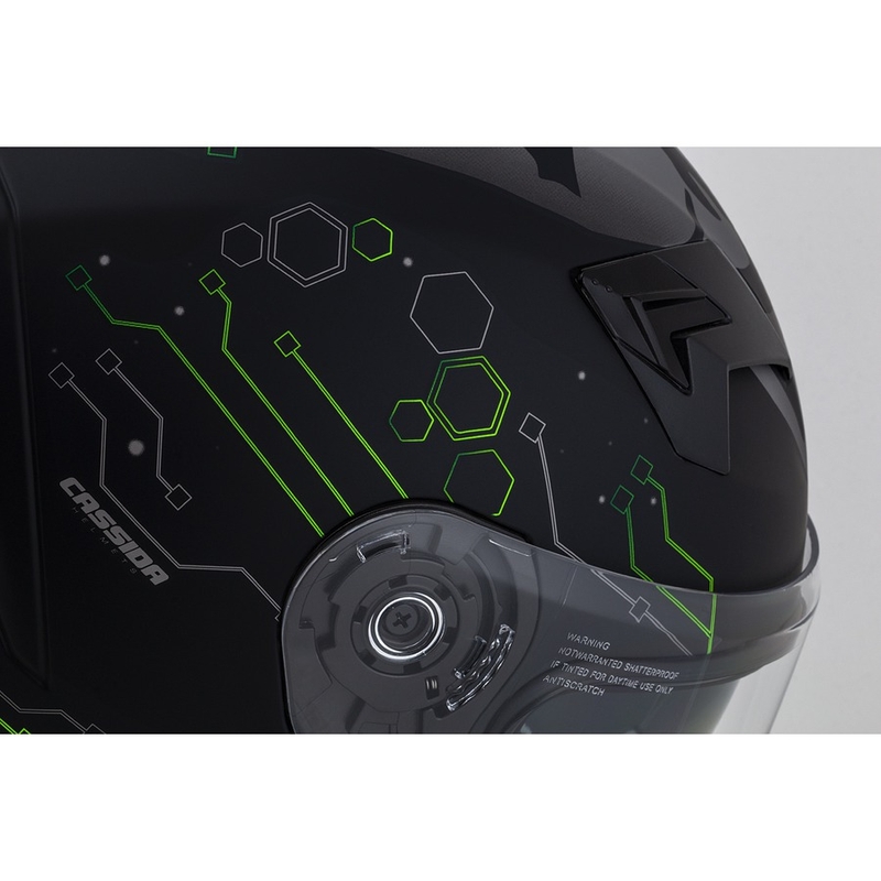 Cassida 3.0 Hack Integral motorcykelhjelm Grøn-sort mat