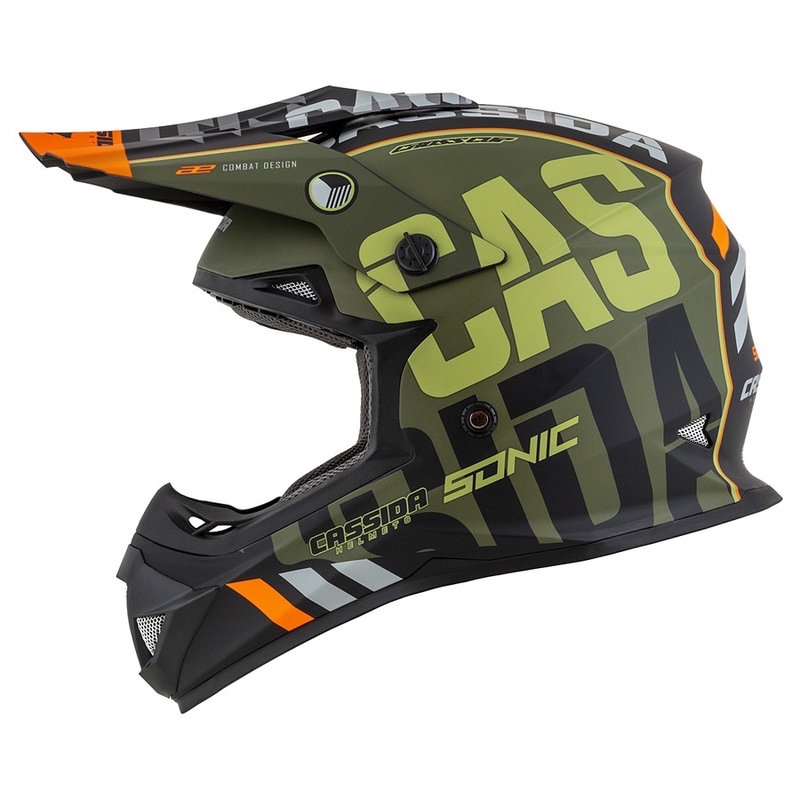 Cassida Cross Cup Sonic motocrosshjelm orange-grøn mat