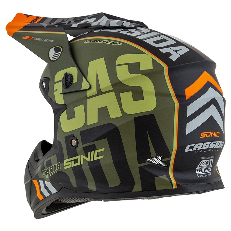 Cassida Cross Cup Sonic motocrosshjelm orange-grøn mat