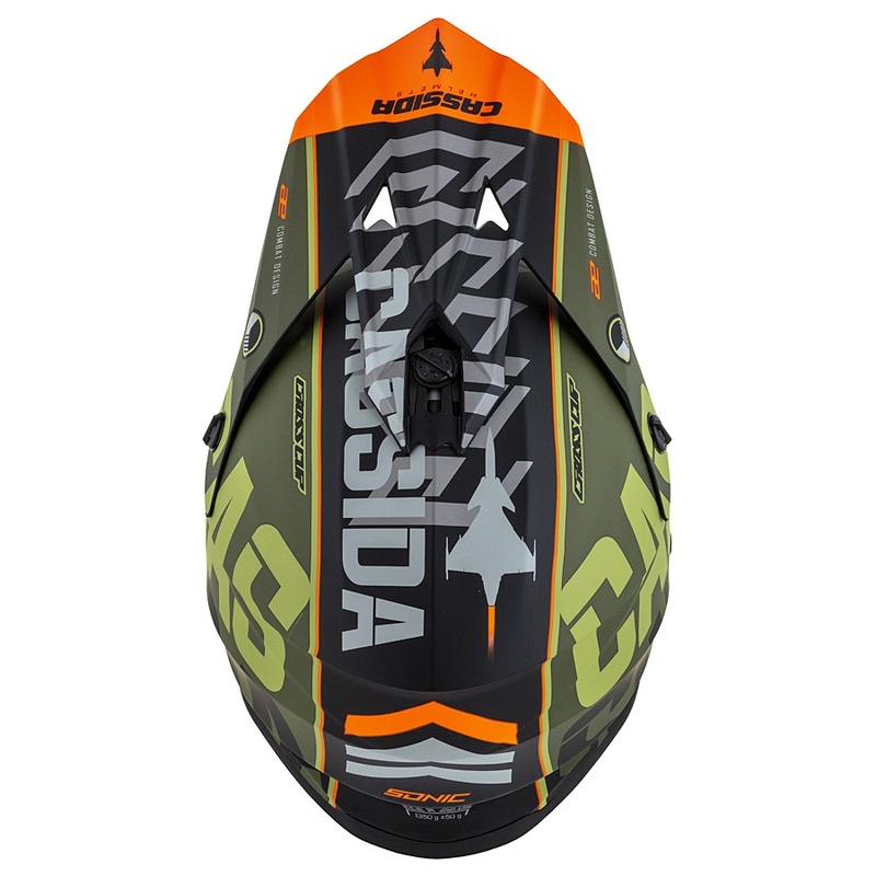 Cassida Cross Cup Sonic motocrosshjelm orange-grøn mat