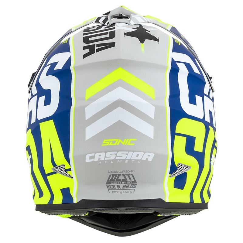 Motocrosshjelm Cassida Cross Cup Sonic fluo gul-blå mat