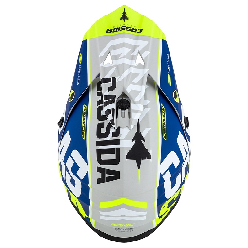 Motocrosshjelm Cassida Cross Cup Sonic fluo gul-blå mat
