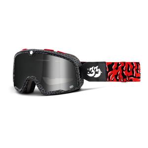 Briller 100% BARSTOW House Ind. sort-rød (spejlvendt sølvplexi)